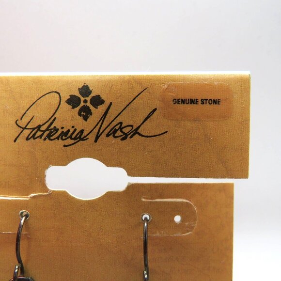 Patricia Nash Earrings Genuine Stone Dangle Earrings Chain Pearl Accents New - Picture 4 of 8